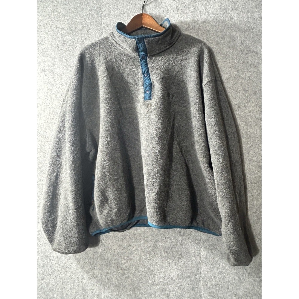 Vintage 80 L.L.Bean Freeport Maine Gray Snap-T Fleece Pullover Jacket Men XL USA